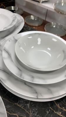 Service de table en porcelaine 28 pièces marbre gris