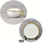 Service de tasses à café 12 pièces en porcelaine avec liseré dorée fin 