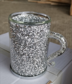 Mug par 2 en verre avec sous-verre argenté