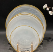 Service de table en porcelaine  24 pièces doré effet transparent