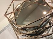 Lot de 3 plateaux en métal miroir hexagone doré 