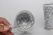 Mug par 2 en verre avec sous-verre argenté