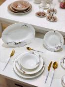 Service de table en porcelaine fine 25 pièces effet marbré